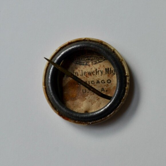 Antique Theodore Teddy Roosevelt Campaign Pin Mini Photo Jewelry Mfg. Chicago - Picture 3 of 4